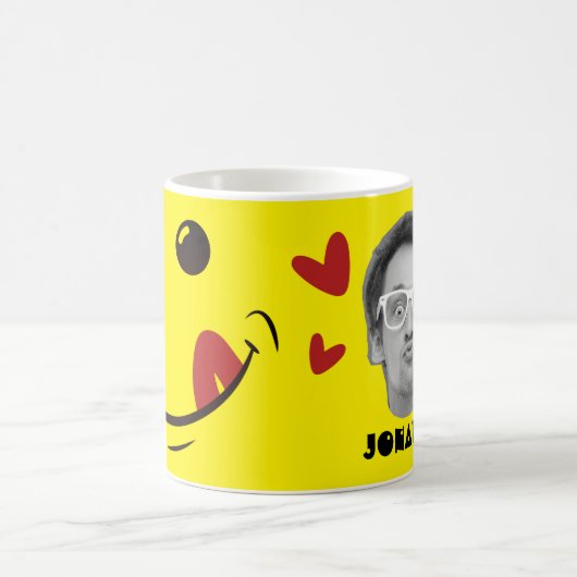 おもしろい顔 | Yummyスマイルおもしろいイエローフォトマグカップ コーヒーマグカップ (中央)