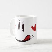 おもしろい顔 | Yummyスマイルおもしろいホワイトフォトマグカップ コーヒーマグカップ (正面左)