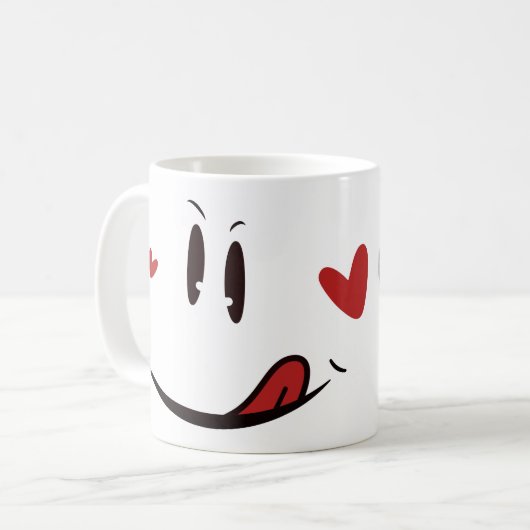 おもしろい顔 | Yummyスマイルおもしろいホワイトフォトマグカップ コーヒーマグカップ (正面左)