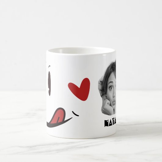 おもしろい顔 | Yummyスマイルおもしろいホワイトフォトマグカップ コーヒーマグカップ (中央)