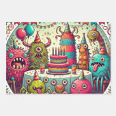 おもしろい風変わりパーティーに登場する生き物 ラッピングペーパーシート (正面2)