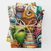 おもしろい風変わりパーティーに登場する生き物 ラッピングペーパーシート (インサイチュ)