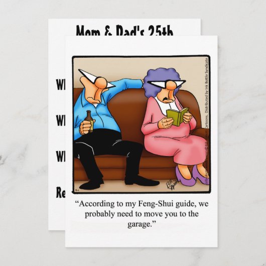 "おもしろい風水"記念日パーティの招待状 招待状 (正面/裏面)