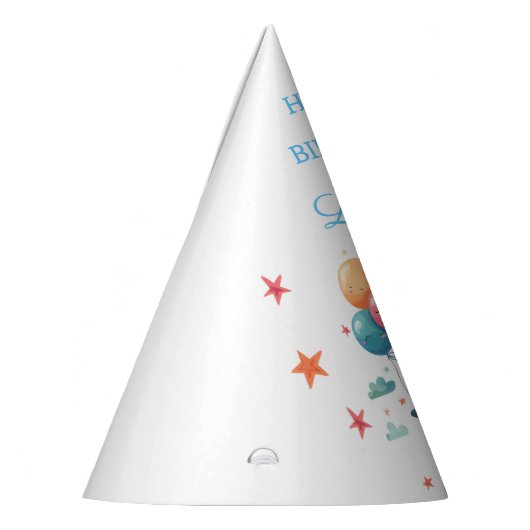 おもしろい飛んでいるユニコーン虹の色1st誕生日 パーティーハット (左)