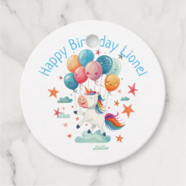 おもしろい飛んでいるユニコーン虹の色1st誕生日 フェイバータグ