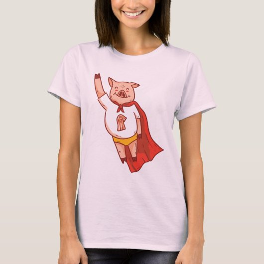 おもしろい飛んでいる豚のTシャツ Tシャツ (正面)