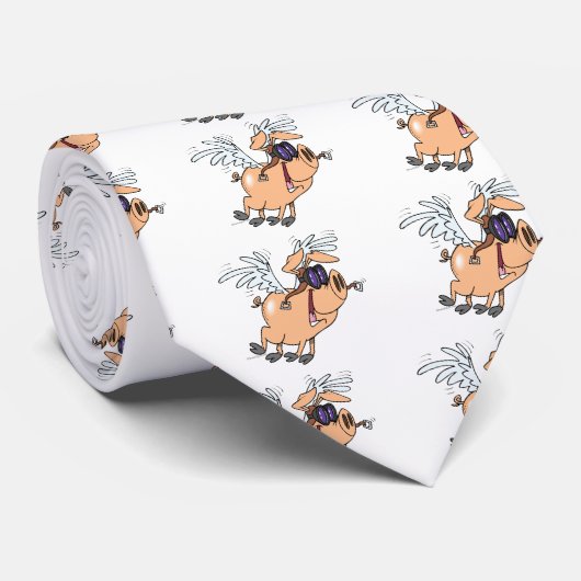 おもしろい飛んでいる豚チラシ ネクタイ (ロール)