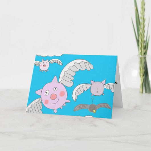 おもしろい飛んでいる豚 カード (正面)