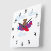 おもしろい飛行機 スクエア壁時計 (傾斜)