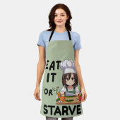 おもしろい食べか飢え エプロン (着用した状態)