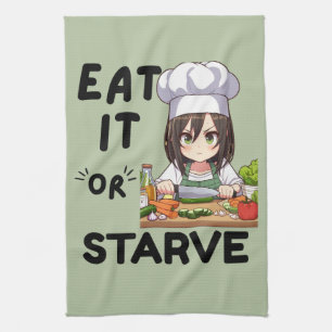 おもしろい食べか飢え キッチンタオル