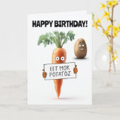 おもしろい食べもっとジャガイモ野菜誕生日 カード (黄色い花)