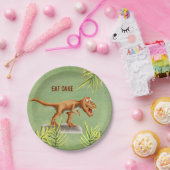 おもしろい食べケーキグリーナリーTレックス子パーティー ペーパープレート (パーティー)