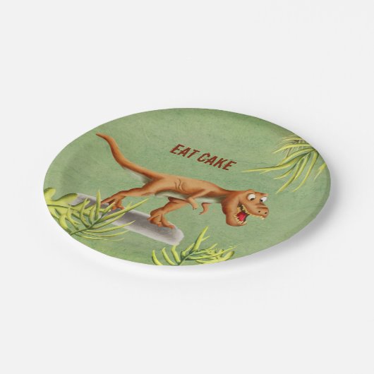 おもしろい食べケーキグリーナリーTレックス子パーティー ペーパープレート (アングル)