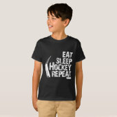 おもしろい食べスリーアイスホッケーリピートヴィンテージプレゼント Tシャツ (正面フル)