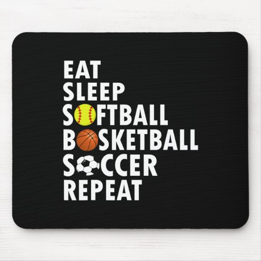 おもしろい食べスリープソフトボール女子サッカー マウスパッド (正面)
