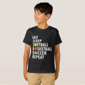 おもしろい食べスリープソフトボール女子サッカー Tシャツ (正面フル)