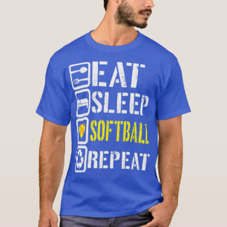 おもしろい食べスリープソフトボールR Tシャツ