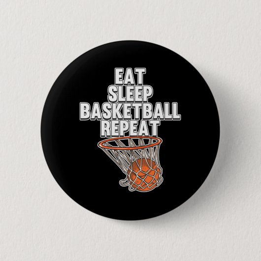 おもしろい食べスリープバスケットボール中継スポーツコーチプレー 缶バッジ (正面)