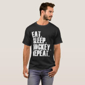 おもしろい食べスリープホッケーリピーター男性 Tシャツ (正面フル)