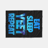 おもしろい食べスリープYetリピートヴィンテージ フリースブランケット (正面(横))