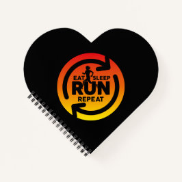 おもしろい食べスリー走プが黒いハートで夕日を繰り返す ノートブック