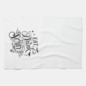 おもしろい食べ可愛いドリンクは怖いこうもりハロウィン キッチンタオル (横)