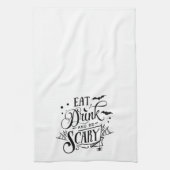 おもしろい食べ可愛いドリンクは怖いこうもりハロウィン キッチンタオル (縦)