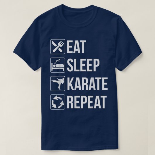 おもしろい食べ寝空手リピートT Tシャツ (デザイン正面)