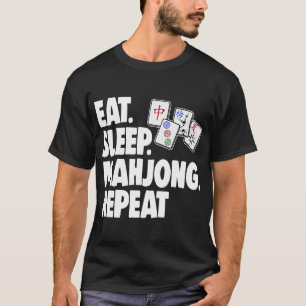 おもしろい食べ寝麻雀リピーター女子ゲームロ Tシャツ