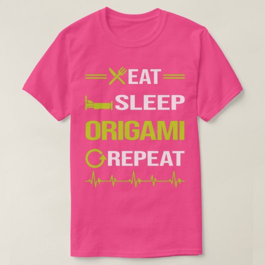 おもしろい食べ眠り折り紙 Tシャツ (デザイン正面)