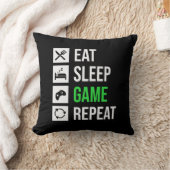 おもしろい食べ眠ゲーム繰り返しワードアートゲーマー クッション (ブランケット)