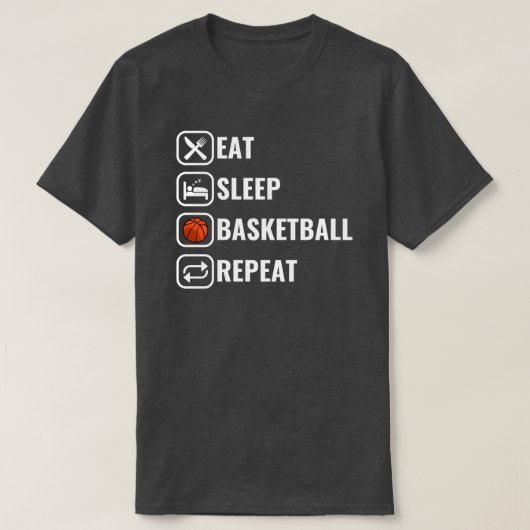 おもしろい食べ眠バスケットボール Tシャツ (デザイン正面)