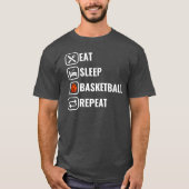 おもしろい食べ眠バスケットボール Tシャツ (正面)