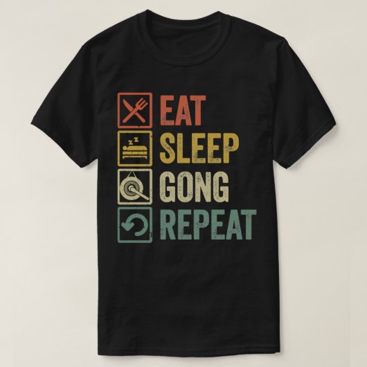 おもしろい食べ睡眠コンの繰り返しレトロヴィンテージギフト Tシャツ (デザイン正面)