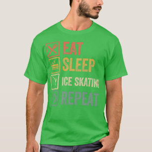 おもしろい食べ睡眠氷スケートで滑るリピートヴィンテージg tシャツ