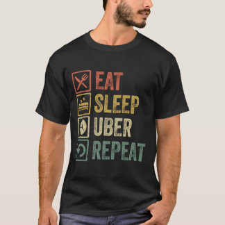 おもしろい食べ睡眠uber repeatレトロヴィンテージギフト tシャツ