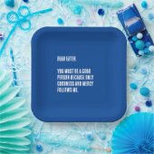 「おもしろい食べ親愛る人は…」 青と白 ペーパープレート (パーティー)