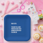 「おもしろい食べ親愛る人は…」 青と白 ペーパープレート (パーティー)