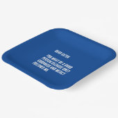 「おもしろい食べ親愛る人は…」 青と白 ペーパープレート (傾斜あり)