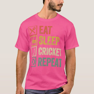 おもしろい食べSleep Cricket repeatレトロヴィンテージギフト Tシャツ