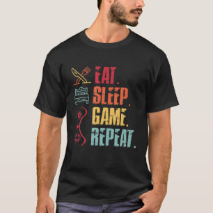 おもしろい食べSleep Game Repeat Video Games Lovers Tシャツ