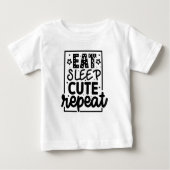 おもしろい食べSleep Repeat皮肉引用文ことわざ ベビーTシャツ (正面)