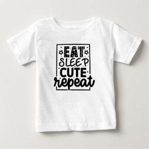 おもしろい食べSleep Repeat皮肉引用文ことわざ ベビーTシャツ