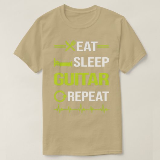 おもしろい食べSleep Repeat Guitar Guitarist Tシャツ (デザイン正面)
