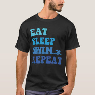 おもしろい食べSleep Swim Repeat - Swimmiのクールアイディア Tシャツ