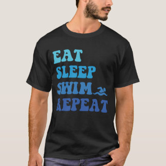 おもしろい食べSleep Swim Repeat - Swimmiのクールアイディア Tシャツ