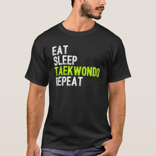 おもしろい食べSLEEP TAEKWONDOリピート Tシャツ (正面)