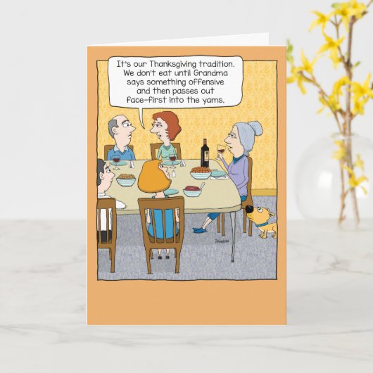 おもしろい飲お婆さん カード (黄色い花)