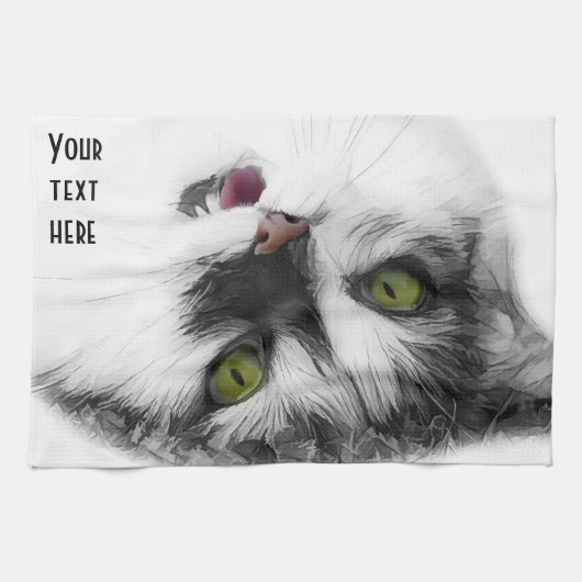 おもしろい飼い猫 キッチンタオル (横)
